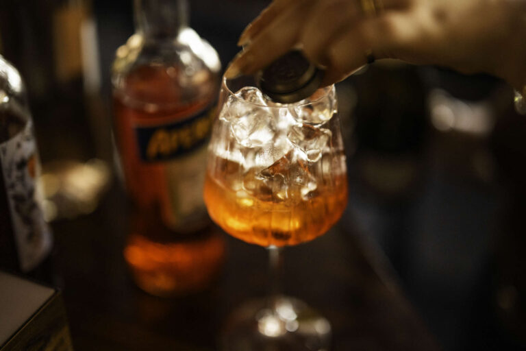 Aperol Spritz being made